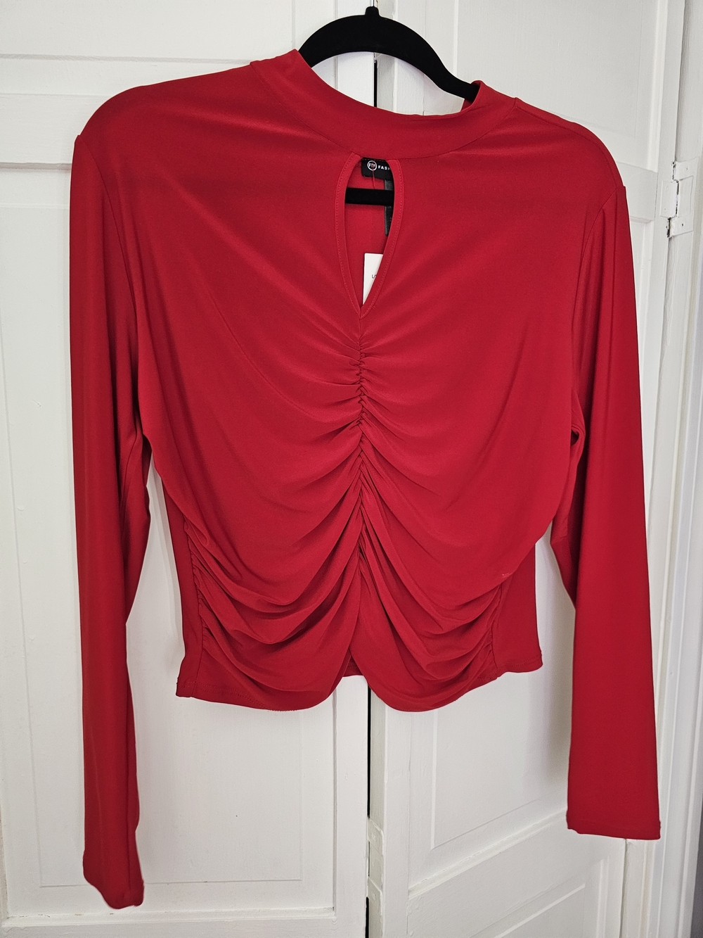Fashion to Figure Red Ruched Long-Sleeve Top